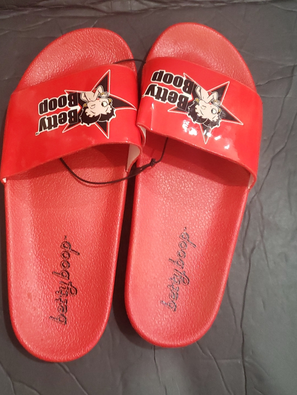 Betty Boop red patent one band pool slides size 11 brand new